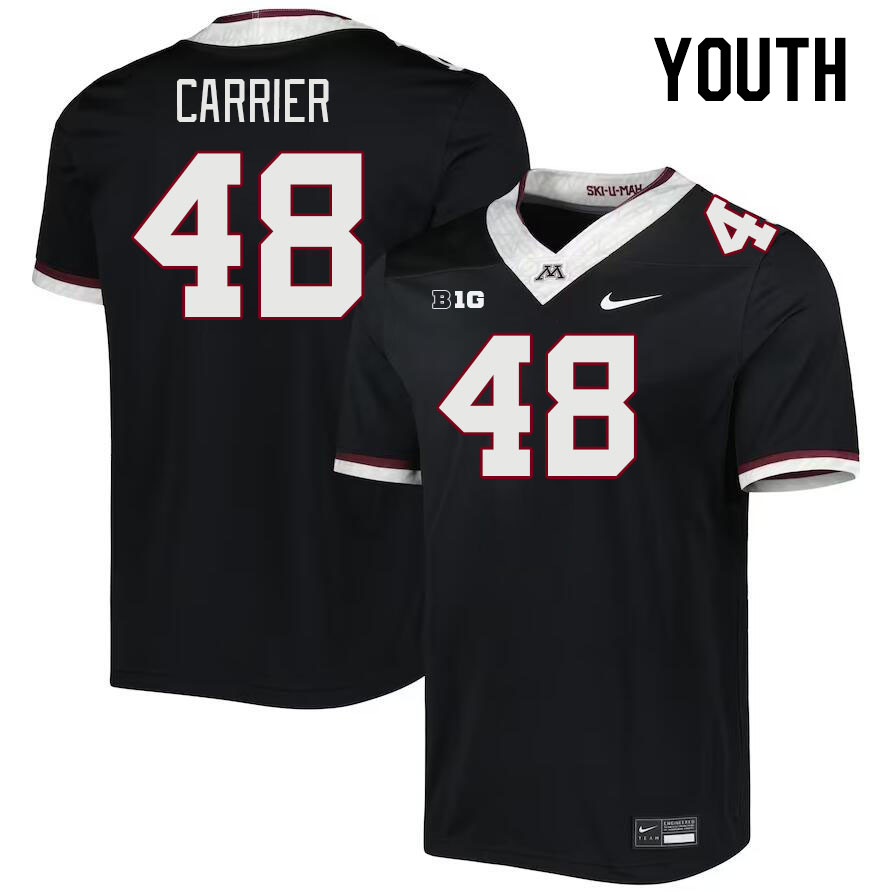 Youth #48 Mason Carrier Minnesota Golden Gophers College Football Jerseys Stitched-Black